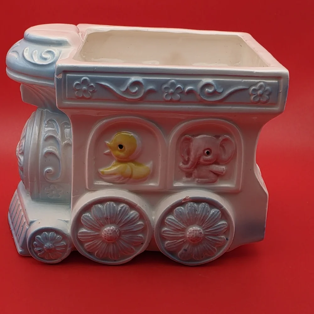 Ceramic Train Toy with Animal Design Vintage